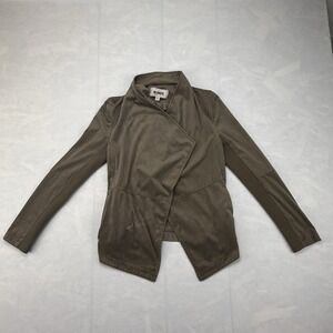 BB Dakota Women's Faux Suede Draped Open Front Pockets Olive XS